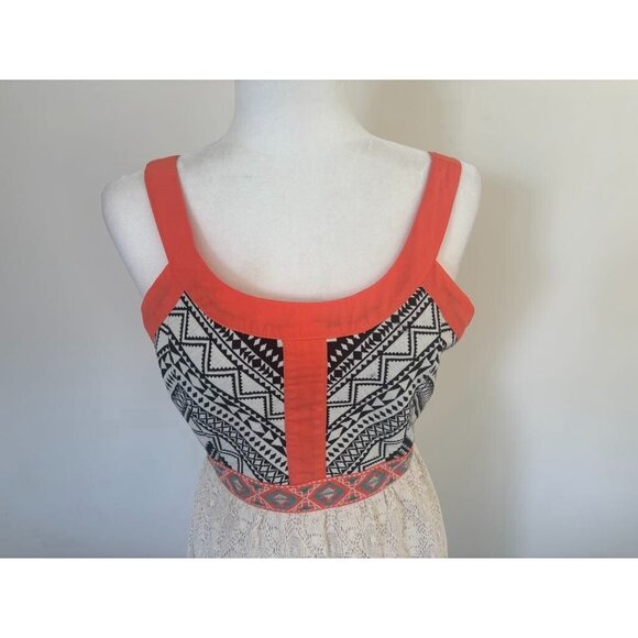 Flying Tomato Cream and Orange Sundress Sleeveless Mini - Picture 2 of 7